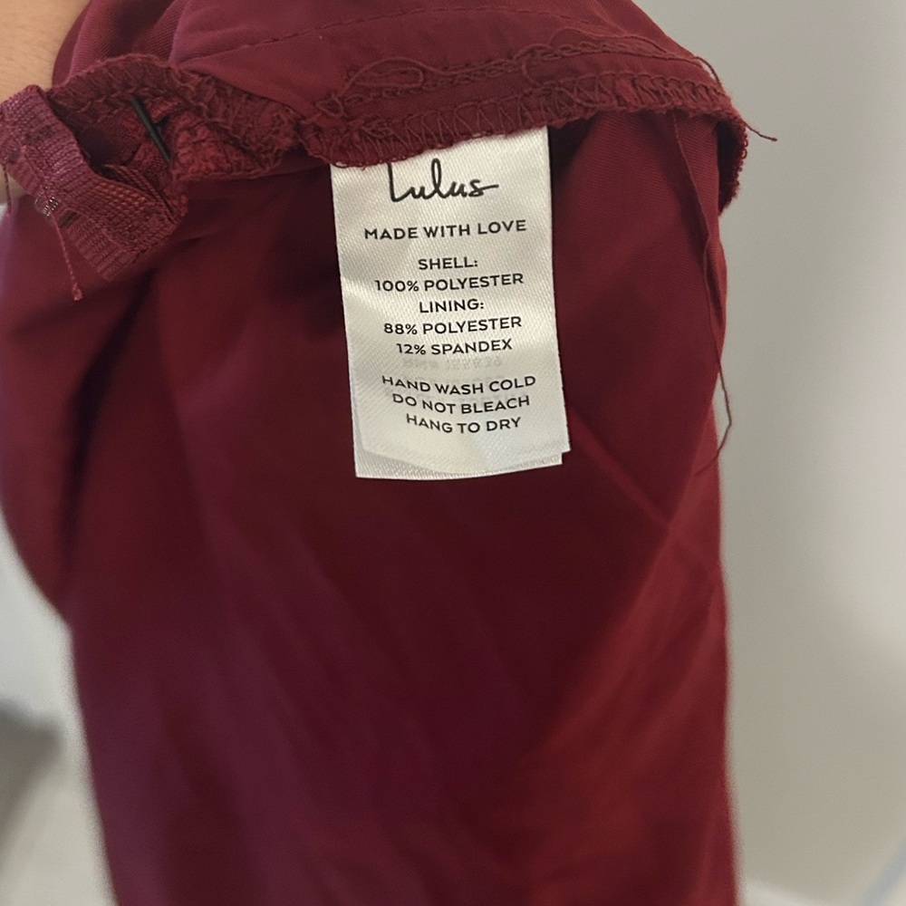 NWT Lulu’s Lovliest Looks Burgundy Floral Jacquard Tie-Strap Dress - Picture 9 of 11